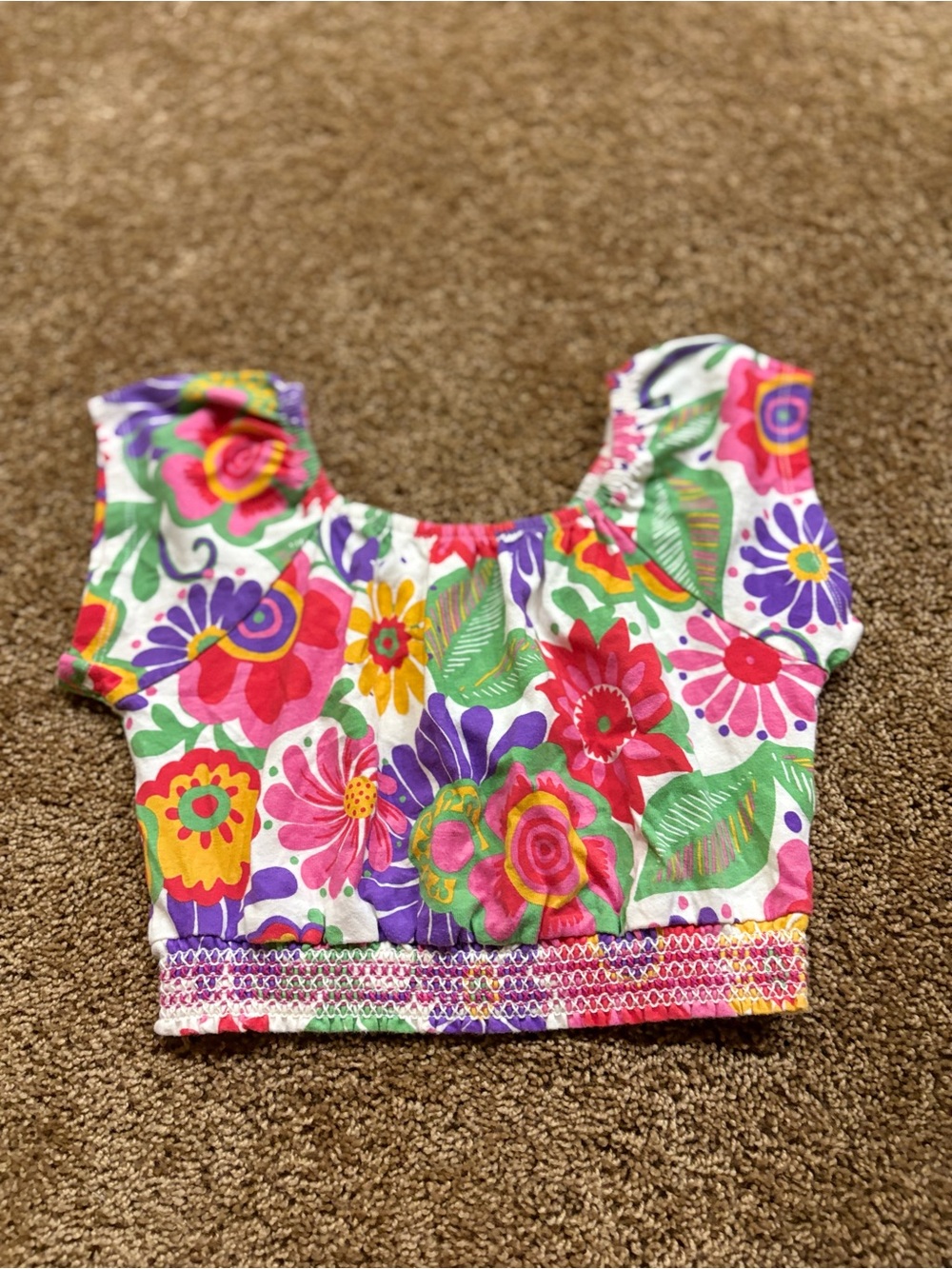 Mini Boden Floral Smocked Crop Top